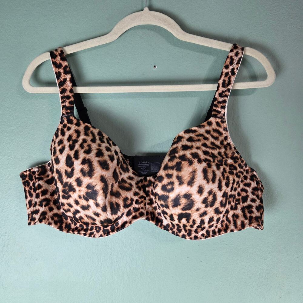 Soma Womens Leopard Animal Print Stunning Smooth Support Balconette Size 42C